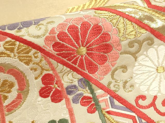 平和屋本店▼六通柄袋帯　唐織　吉祥献花文　本金箔錦二重織　正絹　逸品　DABJ6065sf
