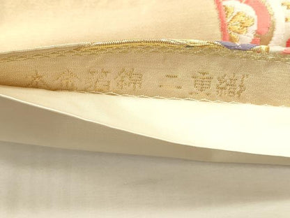 平和屋本店▼六通柄袋帯　唐織　吉祥献花文　本金箔錦二重織　正絹　逸品　DABJ6065sf