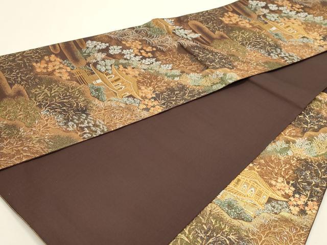 平和屋本店▼六通柄袋帯　名刹散歩　本金箔　正絹　逸品　DABJ6069sf