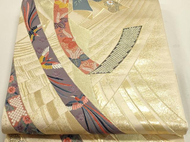 平和屋本店▼六通柄袋帯　能衣桐鳳文　純金箔24Ｋ　正絹　逸品　DABJ6071sf