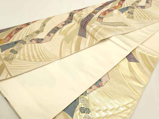 平和屋本店▼六通柄袋帯　能衣桐鳳文　純金箔24Ｋ　正絹　逸品　DABJ6071sf