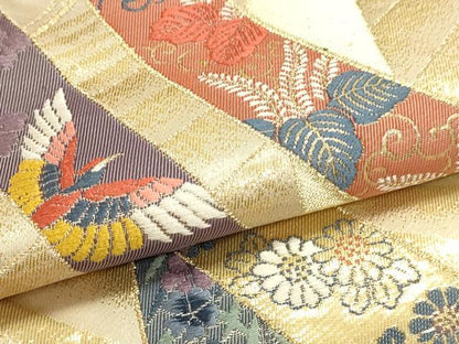 平和屋本店▼六通柄袋帯　能衣桐鳳文　純金箔24Ｋ　正絹　逸品　DABJ6071sf