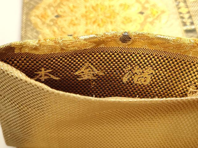 平和屋本店▼六通柄袋帯　双鶴正倉院花文　本金箔　正絹　逸品　DABJ6079sf
