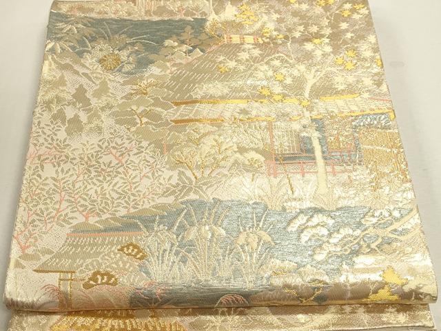 平和屋本店▼六通柄袋帯　祇王寺　純金箔24Ｋ　正絹　逸品　DABJ6085sf