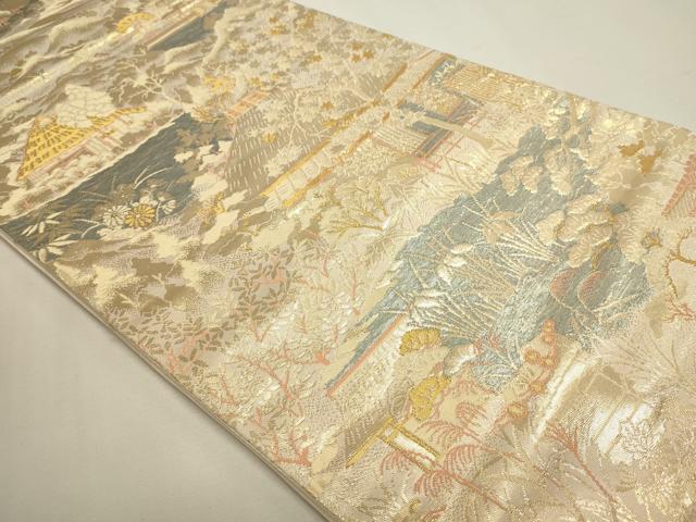 平和屋本店▼六通柄袋帯　祇王寺　純金箔24Ｋ　正絹　逸品　DABJ6085sf