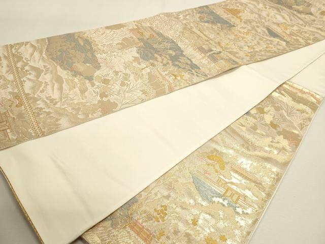 平和屋本店▼六通柄袋帯　祇王寺　純金箔24Ｋ　正絹　逸品　DABJ6085sf