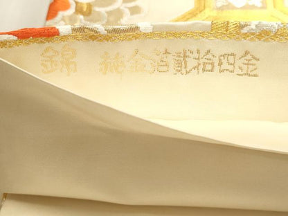 平和屋本店▼六通柄袋帯　唐織　正倉院花文　純金箔貮拾四金　正絹　逸品　DABJ6088sf
