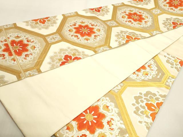 平和屋本店▼六通柄袋帯　唐織　正倉院花文　純金箔貮拾四金　正絹　逸品　DABJ6088sf