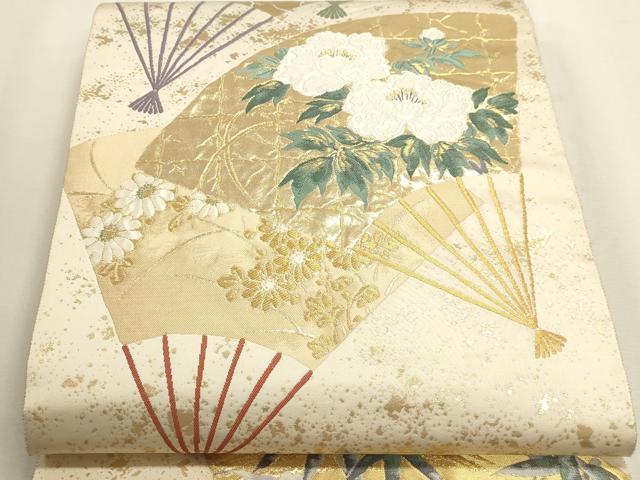 平和屋本店▼六通柄袋帯　光琳扇面文　本金箔　正絹　逸品　DABJ6092sf