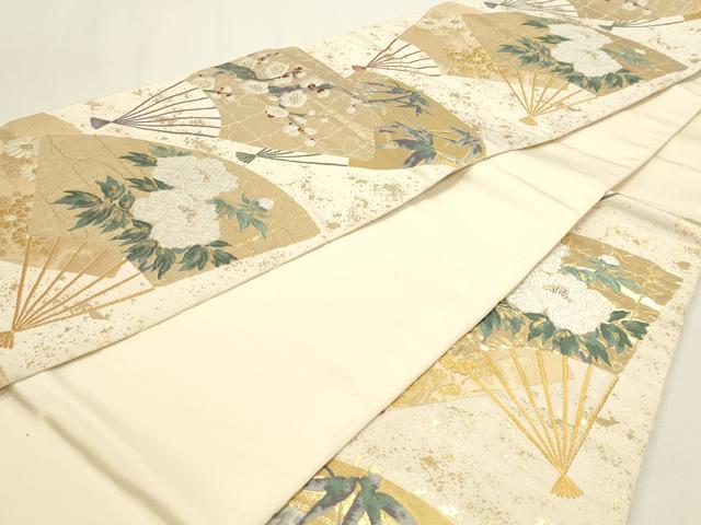 平和屋本店▼六通柄袋帯　光琳扇面文　本金箔　正絹　逸品　DABJ6092sf