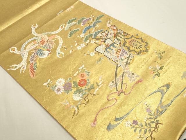 平和屋本店●西陣　長嶋成織物　ながしま帯　六通柄袋帯　慶長聚秀　本金箔　瀞金錦　正絹　逸品　DABJ6093sf