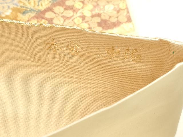 平和屋本店▼六通柄袋帯　唐織　扇面鴛鴦文　本金二重箔　正絹　逸品　DABJ6096sf
