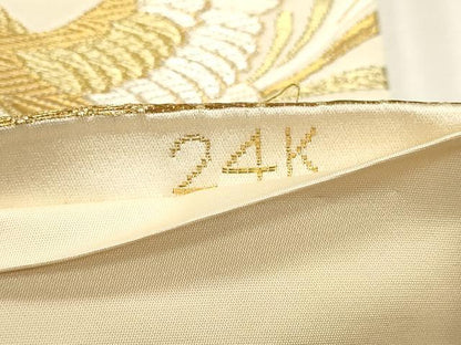 平和屋本店▼六通柄袋帯　唐織　菱取能衣文　純金箔24Ｋ　正絹　逸品　DABJ6098sf