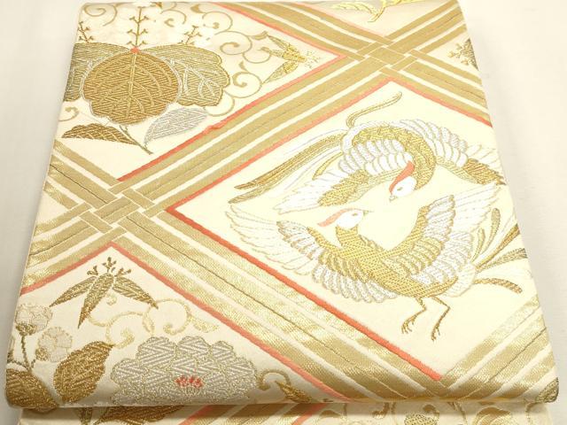 平和屋本店▼六通柄袋帯　唐織　菱取能衣文　純金箔24Ｋ　正絹　逸品　DABJ6098sf