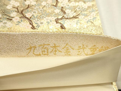 平和屋本店▼六通柄袋帯　唐織　花車流水雉　九百本金弐重箔　正絹　逸品　DABJ6099sf
