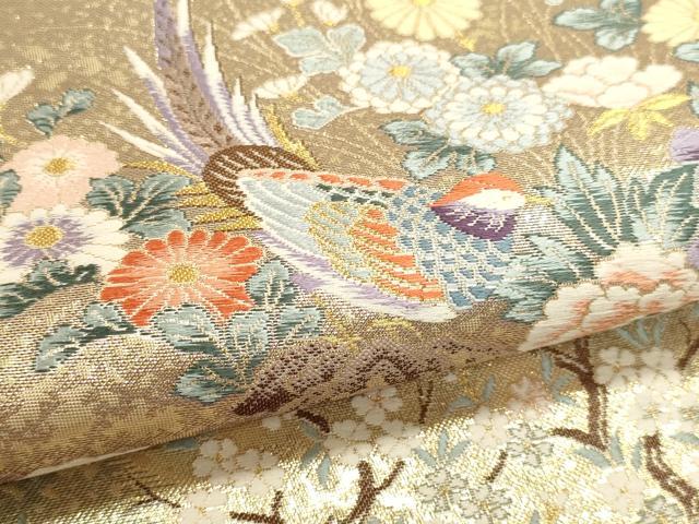 平和屋本店▼六通柄袋帯　唐織　花車流水雉　九百本金弐重箔　正絹　逸品　DABJ6099sf