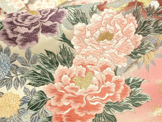 平和屋本店▼六通柄袋帯　唐織　花鳥の楽園文　本金箔　正絹　逸品　DABJ6100sf