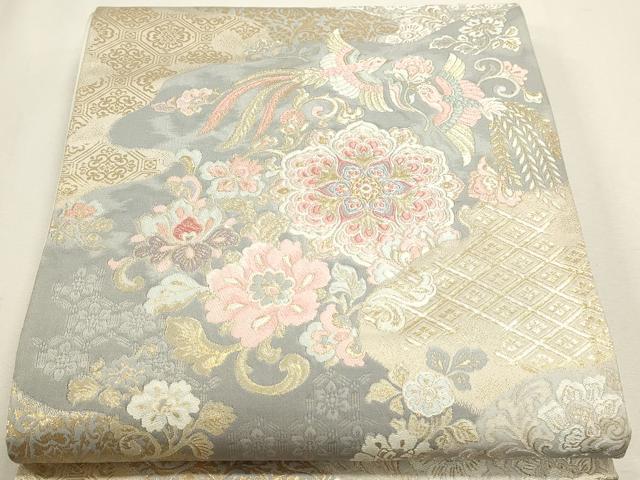 平和屋本店▼六通柄袋帯　道長瑞鳥華文　本金箔　正絹　逸品　DABJ6101sf