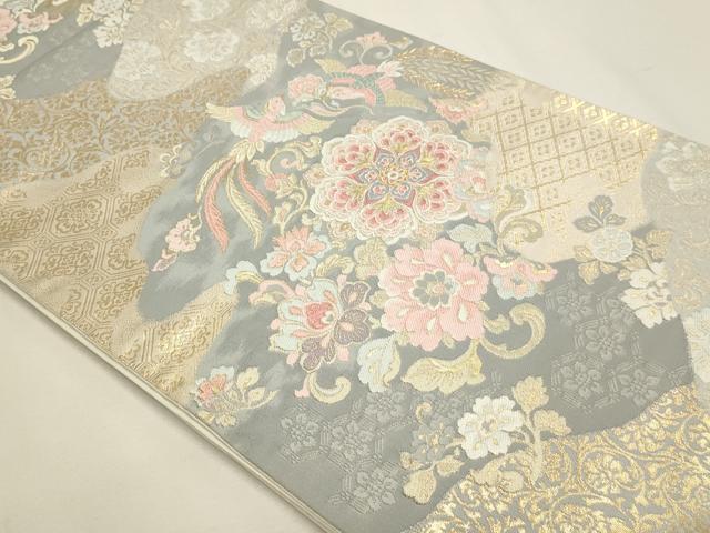平和屋本店▼六通柄袋帯　道長瑞鳥華文　本金箔　正絹　逸品　DABJ6101sf