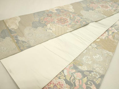 平和屋本店▼六通柄袋帯　道長瑞鳥華文　本金箔　正絹　逸品　DABJ6101sf
