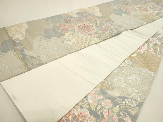 平和屋本店▼六通柄袋帯　道長瑞鳥華文　本金箔　正絹　逸品　DABJ6101sf