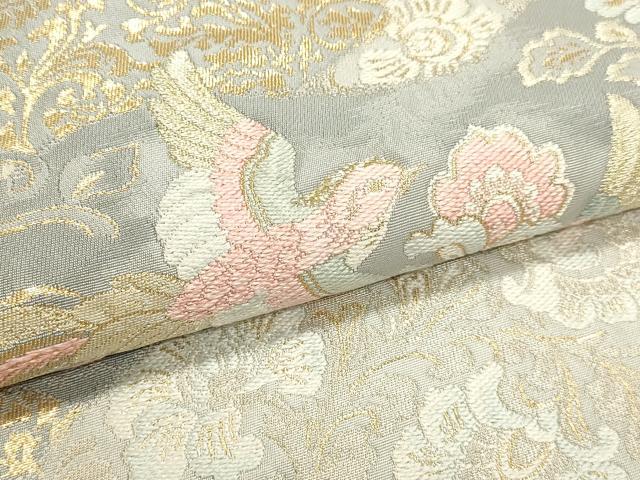 平和屋本店▼六通柄袋帯　道長瑞鳥華文　本金箔　正絹　逸品　DABJ6101sf