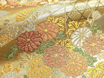 平和屋本店▼六通柄袋帯　正倉院花文　純金二重箔　正絹　逸品　DABJ6108sf