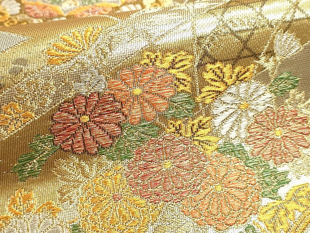 平和屋本店▼六通柄袋帯　正倉院花文　純金二重箔　正絹　逸品　DABJ6108sf