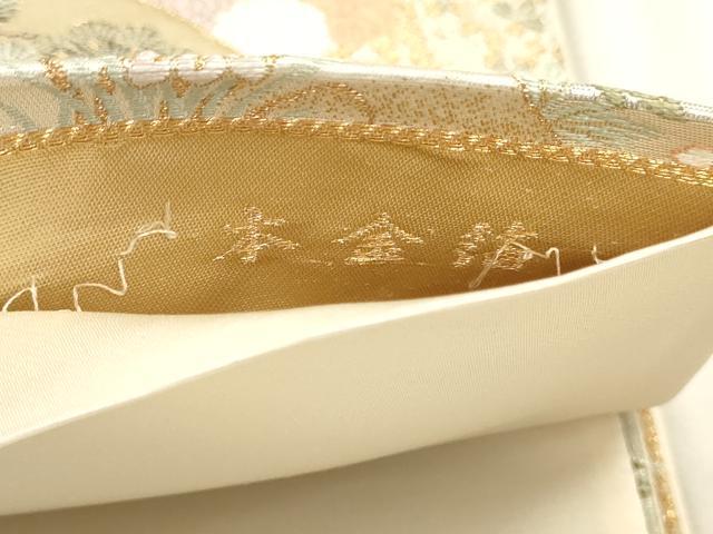 平和屋本店▼六通柄袋帯　唐織　扇面花園絵巻　本金箔　正絹　逸品　DABJ6109sf