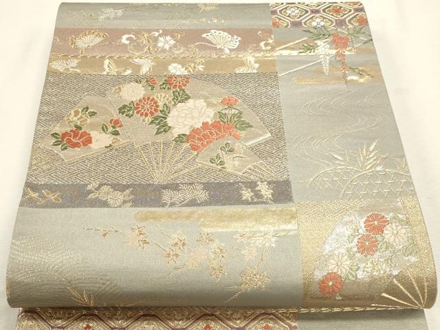 平和屋本店▼六通柄袋帯　唐織　有職錦秀文　本金箔　正絹　逸品　DABJ6112sf