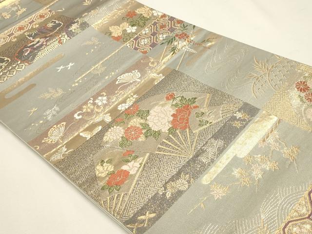 平和屋本店▼六通柄袋帯　唐織　有職錦秀文　本金箔　正絹　逸品　DABJ6112sf