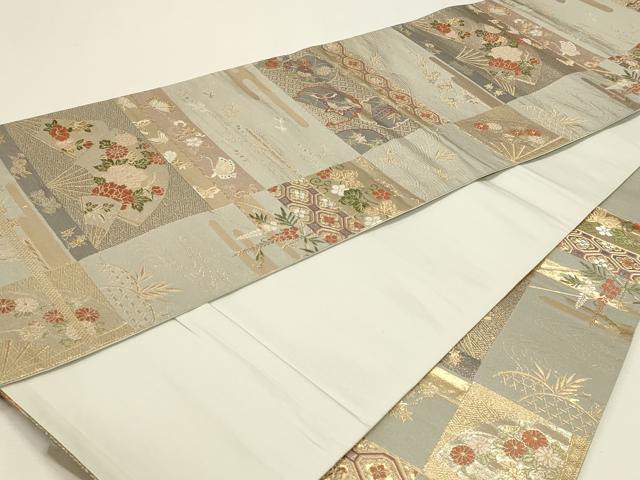 平和屋本店▼六通柄袋帯　唐織　有職錦秀文　本金箔　正絹　逸品　DABJ6112sf