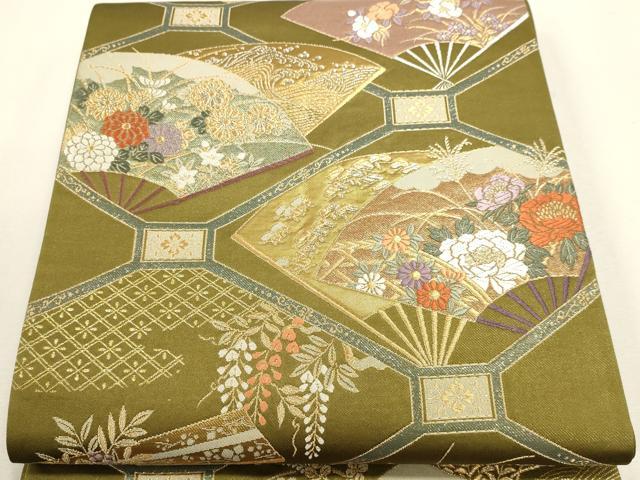 平和屋本店▼六通柄袋帯　唐織　天井絵古典　本金　正絹　逸品　DABJ6113sf