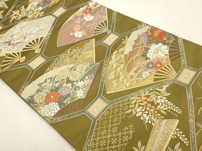 平和屋本店▼六通柄袋帯　唐織　天井絵古典　本金　正絹　逸品　DABJ6113sf