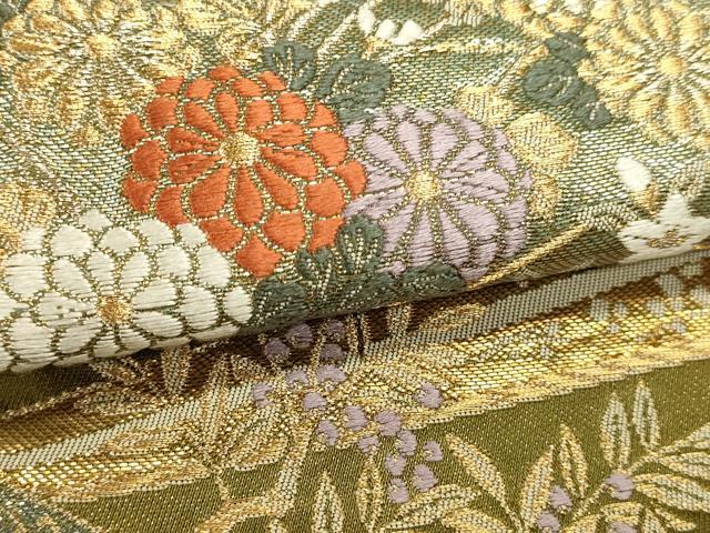 平和屋本店▼六通柄袋帯　唐織　天井絵古典　本金　正絹　逸品　DABJ6113sf