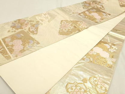 平和屋本店▼六通柄　本袋帯　唐織　花車文　純金二重金箔　正絹　逸品　DABJ6117sf