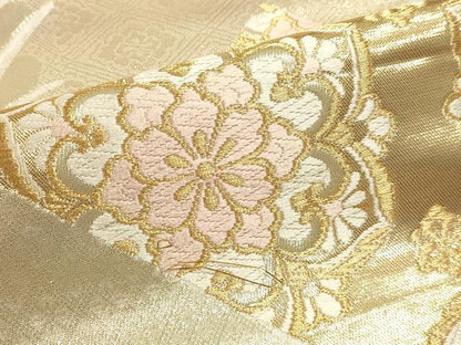 平和屋本店▼六通柄　本袋帯　唐織　花車文　純金二重金箔　正絹　逸品　DABJ6117sf