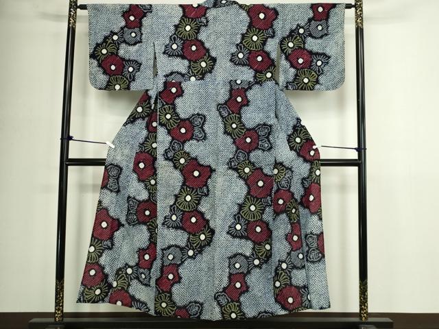 平和屋着物∴夏物　浴衣　有松鳴海絞り　舞花文　綿　逸品　DABJ6118sf
