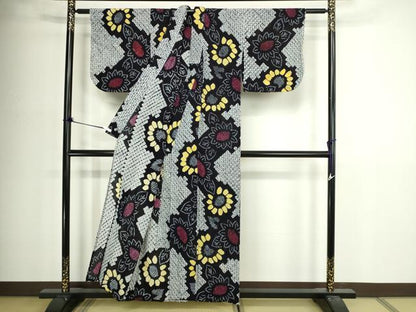 平和屋着物∴夏物　浴衣　有松鳴海絞り　舞花文　綿　逸品　DABJ6132sf