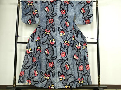 平和屋着物∴夏物　浴衣　有松鳴海絞り　舞花文　綿　逸品　DABJ6136sf