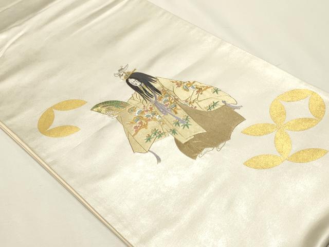 平和屋本店▼太鼓柄袋帯　唐織　人物文　松竹梅　本金箔　正絹　逸品　DABJ6156sf