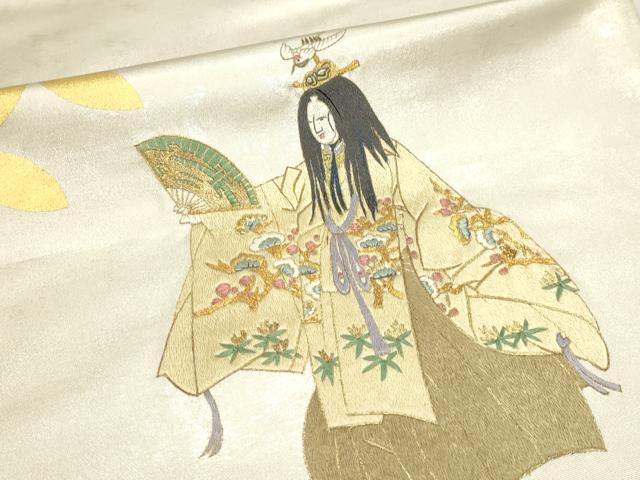 平和屋本店▼太鼓柄袋帯　唐織　人物文　松竹梅　本金箔　正絹　逸品　DABJ6156sf