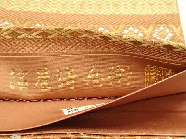平和屋本店▼西陣織　陰山織物謹製　箔屋清兵衛　全通柄袋帯　唐織　百図横段文　本金箔　反端付き　正絹　逸品　DABJ6166sf