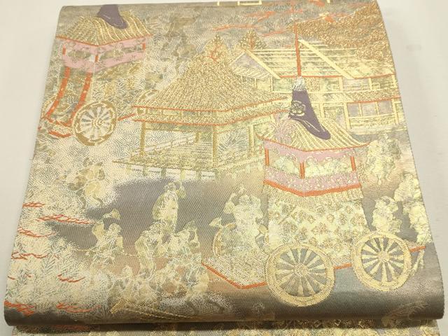 平和屋本店▼六通柄袋帯　祇園祭風景　本金二重箔　正絹　逸品　DABJ6168sf