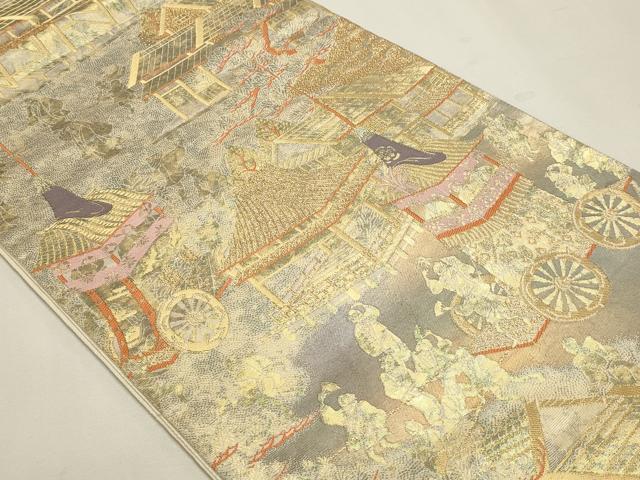 平和屋本店▼六通柄袋帯　祇園祭風景　本金二重箔　正絹　逸品　DABJ6168sf