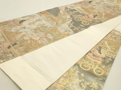 平和屋本店▼六通柄袋帯　祇園祭風景　本金二重箔　正絹　逸品　DABJ6168sf