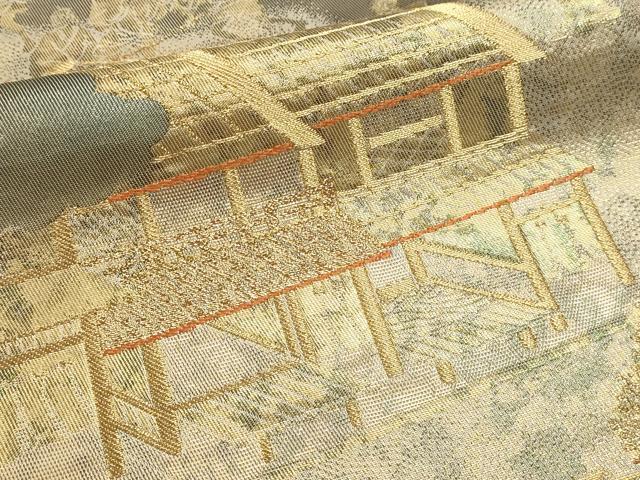 平和屋本店▼六通柄袋帯　祇園祭風景　本金二重箔　正絹　逸品　DABJ6168sf