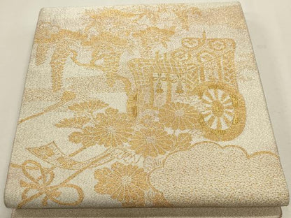 平和屋本店▼太鼓柄袋帯　つづれ織　花御所車文　本金箔24Ｋ　正絹　逸品　DABJ6170sf
