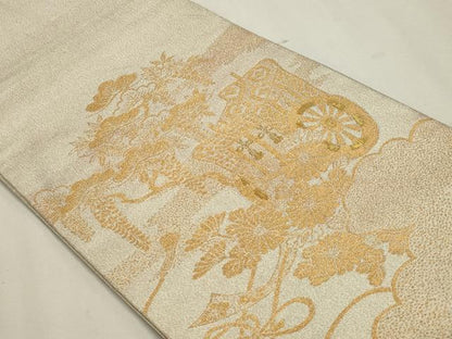 平和屋本店▼太鼓柄袋帯　つづれ織　花御所車文　本金箔24Ｋ　正絹　逸品　DABJ6170sf