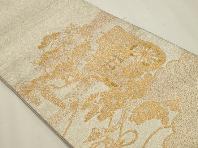 平和屋本店▼太鼓柄袋帯　つづれ織　花御所車文　本金箔24Ｋ　正絹　逸品　DABJ6170sf